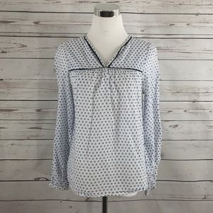 💎 H&M Blue & White Geo Print Long Sleeve - Size 4